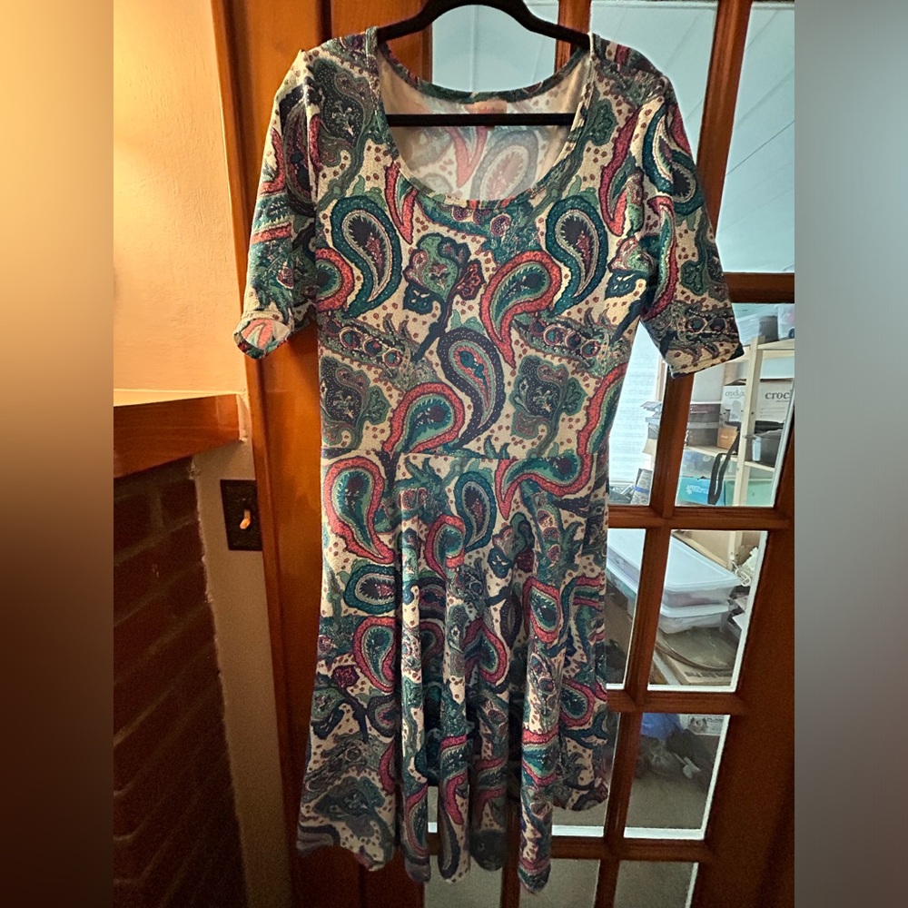 Paisley Print Dress with Short Sleeves 2XL LulaRoe